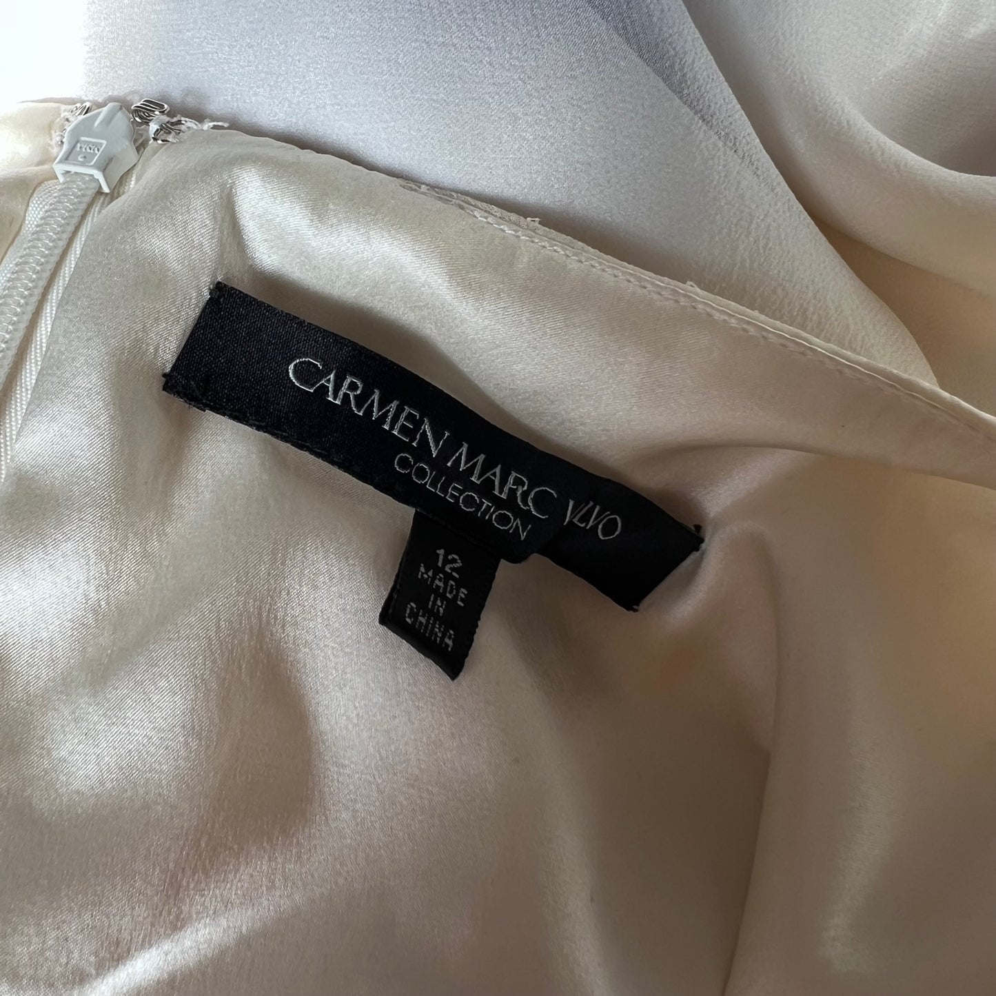 Carmen Marc Valvo Silk Beaded Halter Dress