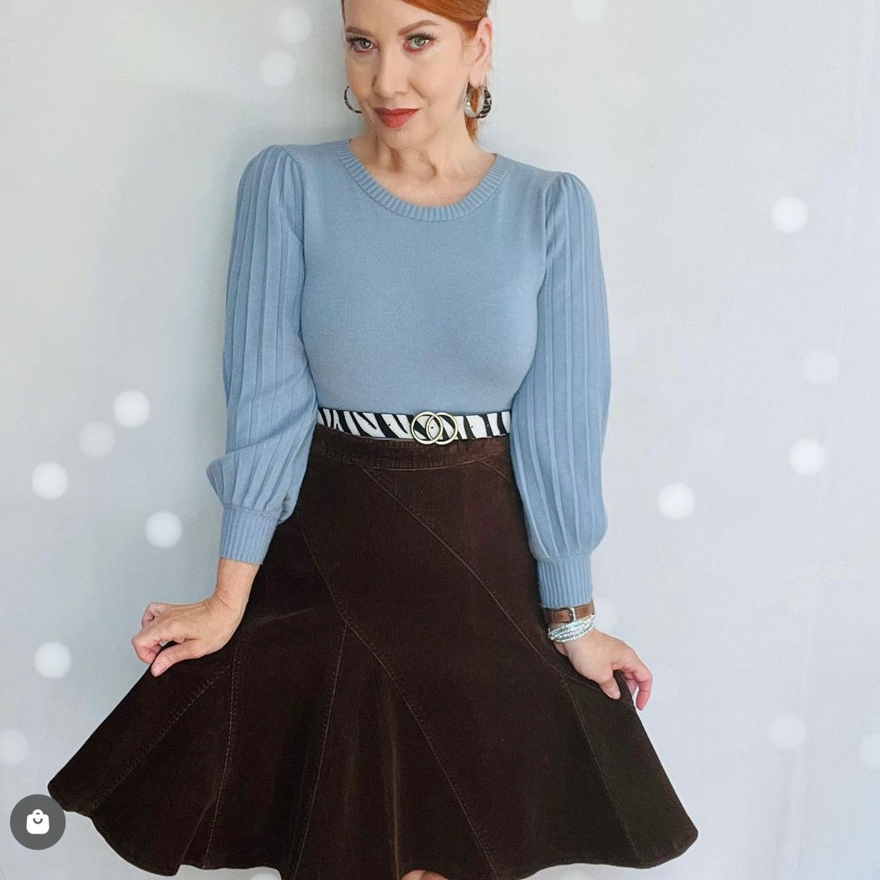 Vintage Y2K City DKNY Brown Pleated Corduroy Skirt