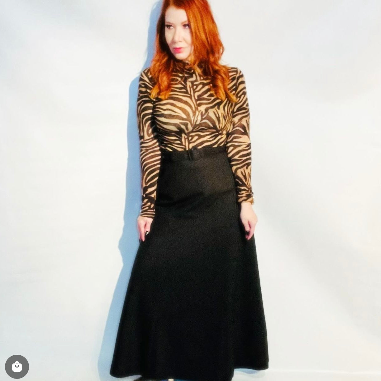 Vintage 1960s Jackfin New York Belted Maxi Skirt