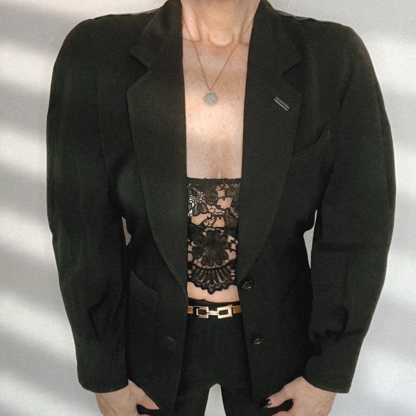 Vintage 1980s Gucci Leather Trimmed Wool Jacket