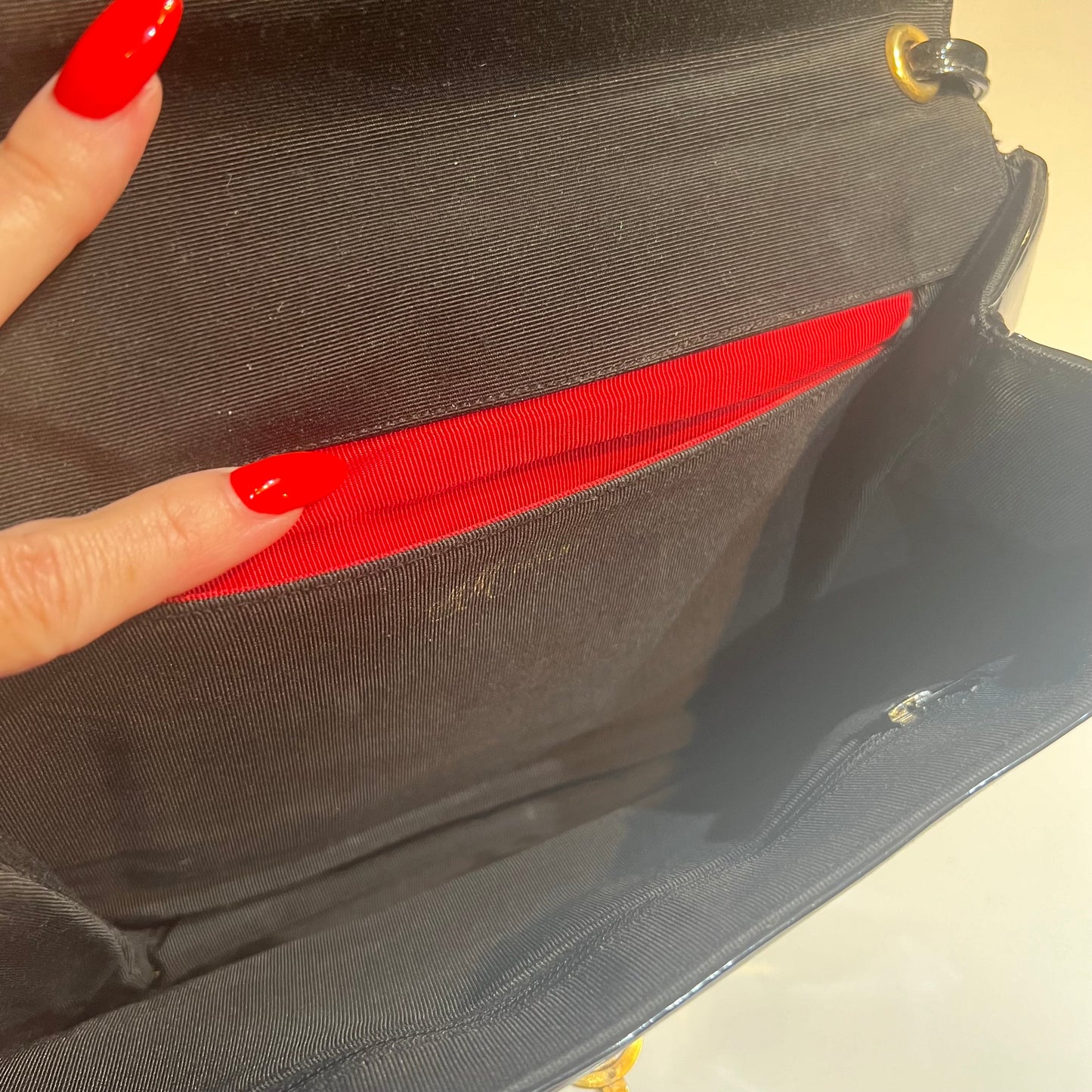 Vintage 1950s MM Black Patent Leather Bag