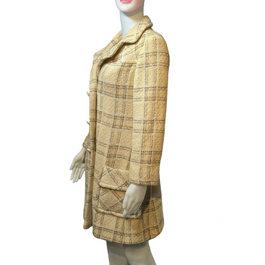 Vintage 1950s Boucle Plaid Peacoat
