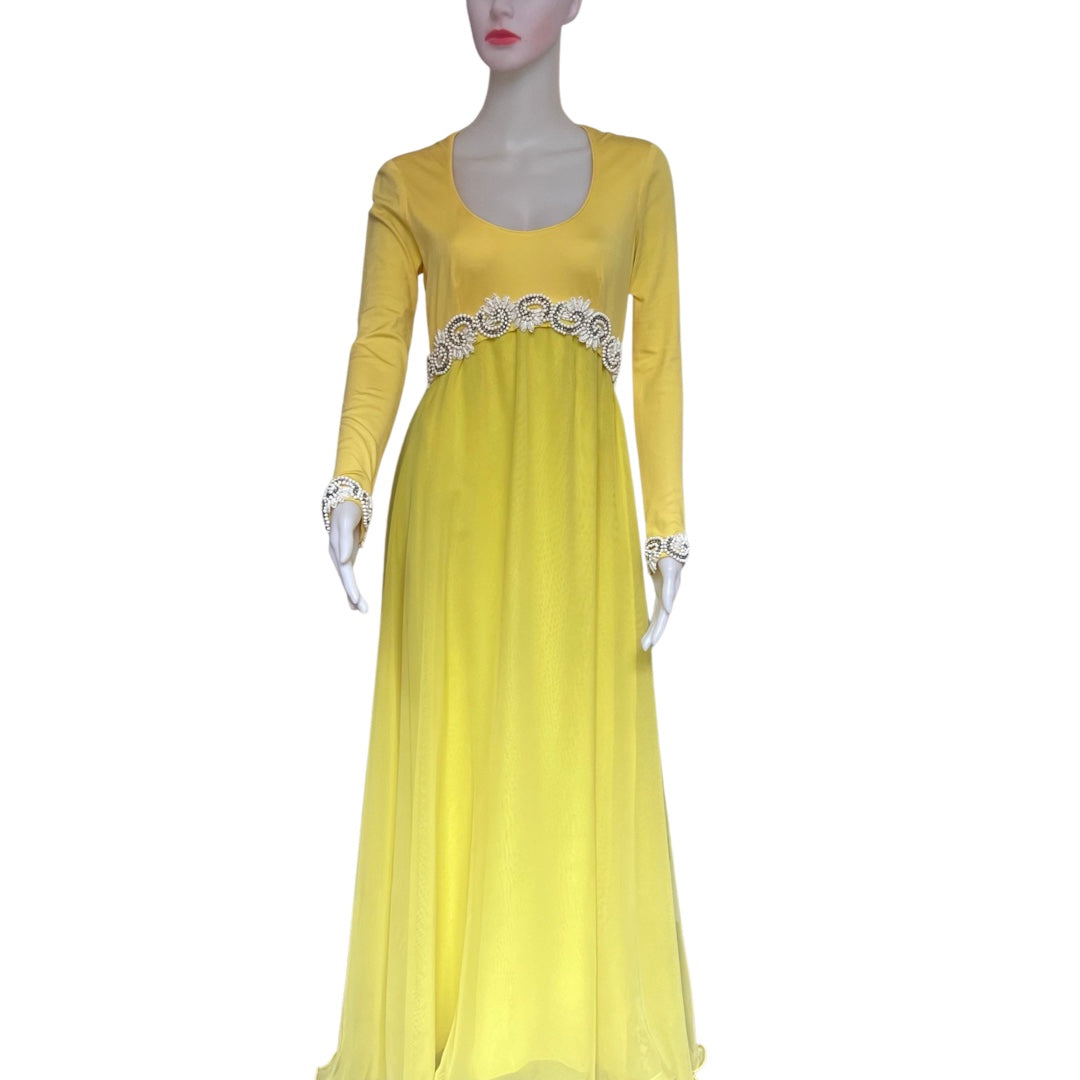 Rare Vintage 1960s Lillie Rubin Yellow Gown