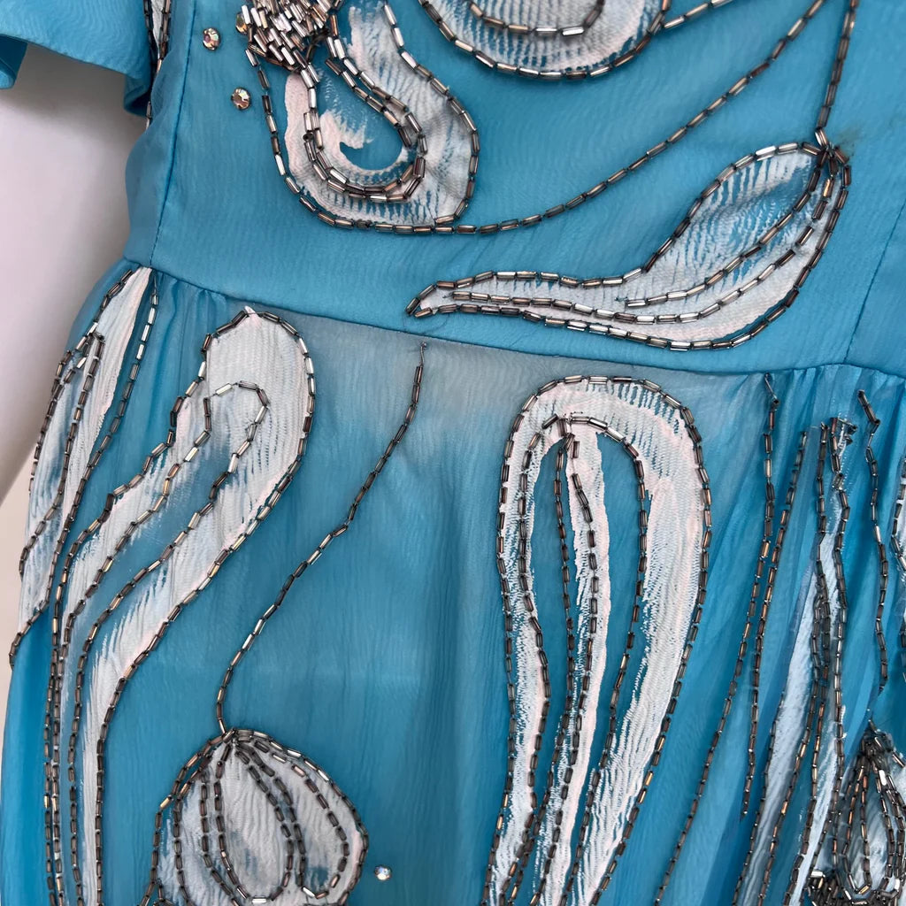 Vintage 1960s Beaded Formal Prom or Wedding Gown