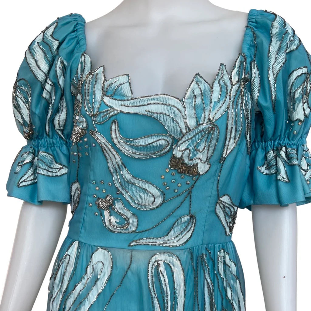 Vintage 1960s Beaded Formal Prom or Wedding Gown