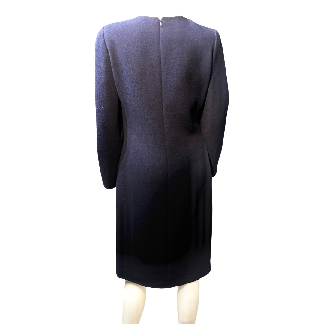 Vintage 1970s Bill Blass Navy Wool Dress