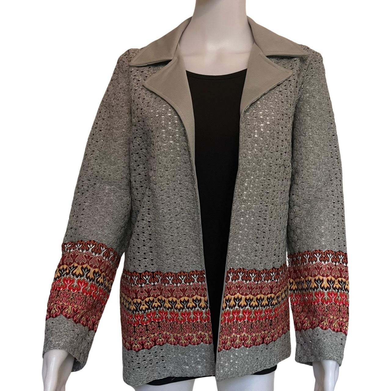 Vintage 1970s Gray Crochet Jacket