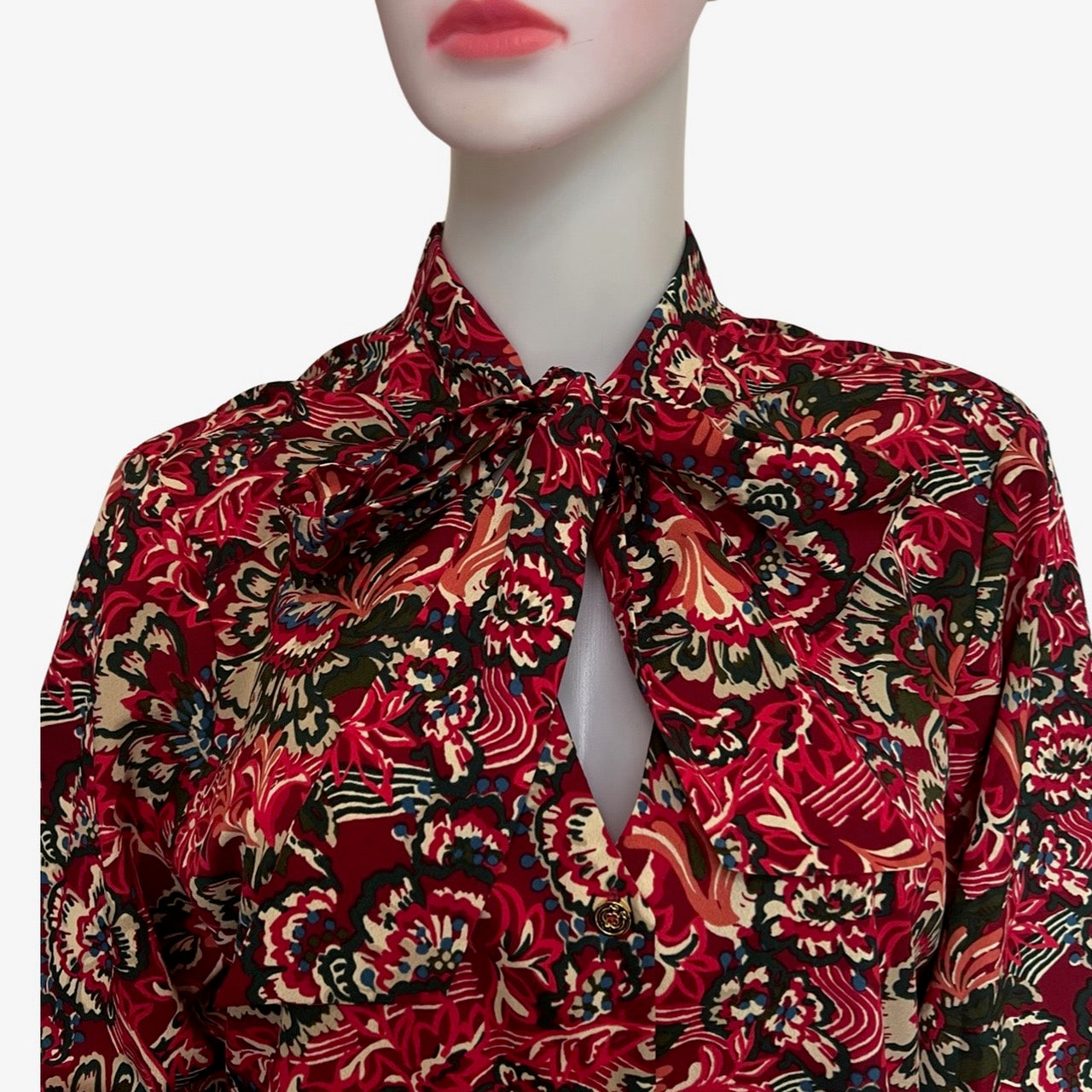 Vintage 1970s Floral Pussybow Blouse
