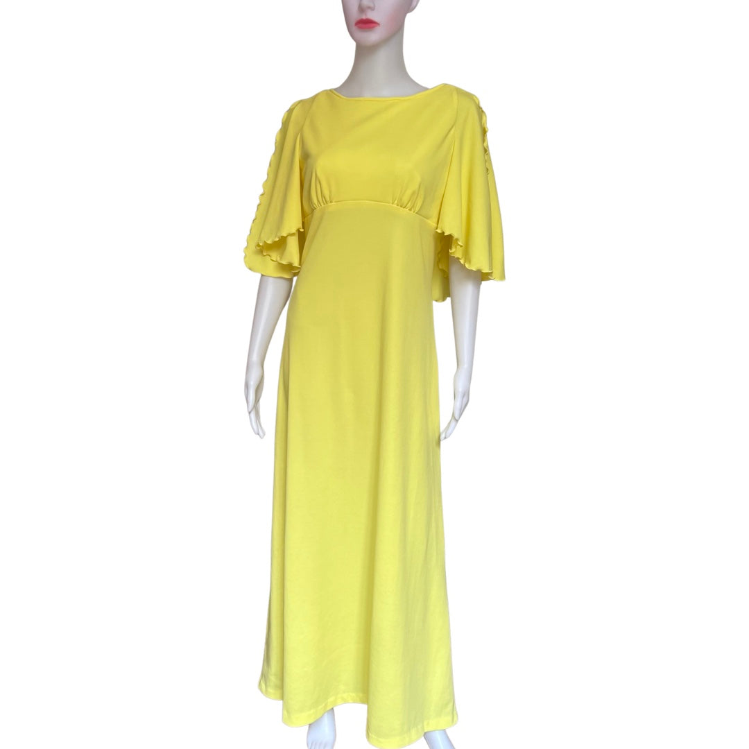 Vintage 1970s Maxi Dress with Flutter Sleeves