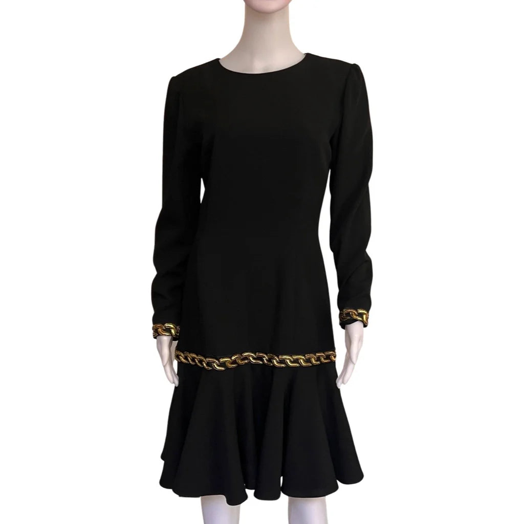 Vintage 1980s Lillie Rubin Black & Gold Dress