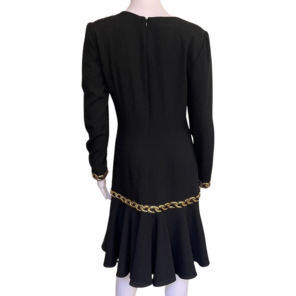 Vintage 1980s Lillie Rubin Black & Gold Dress