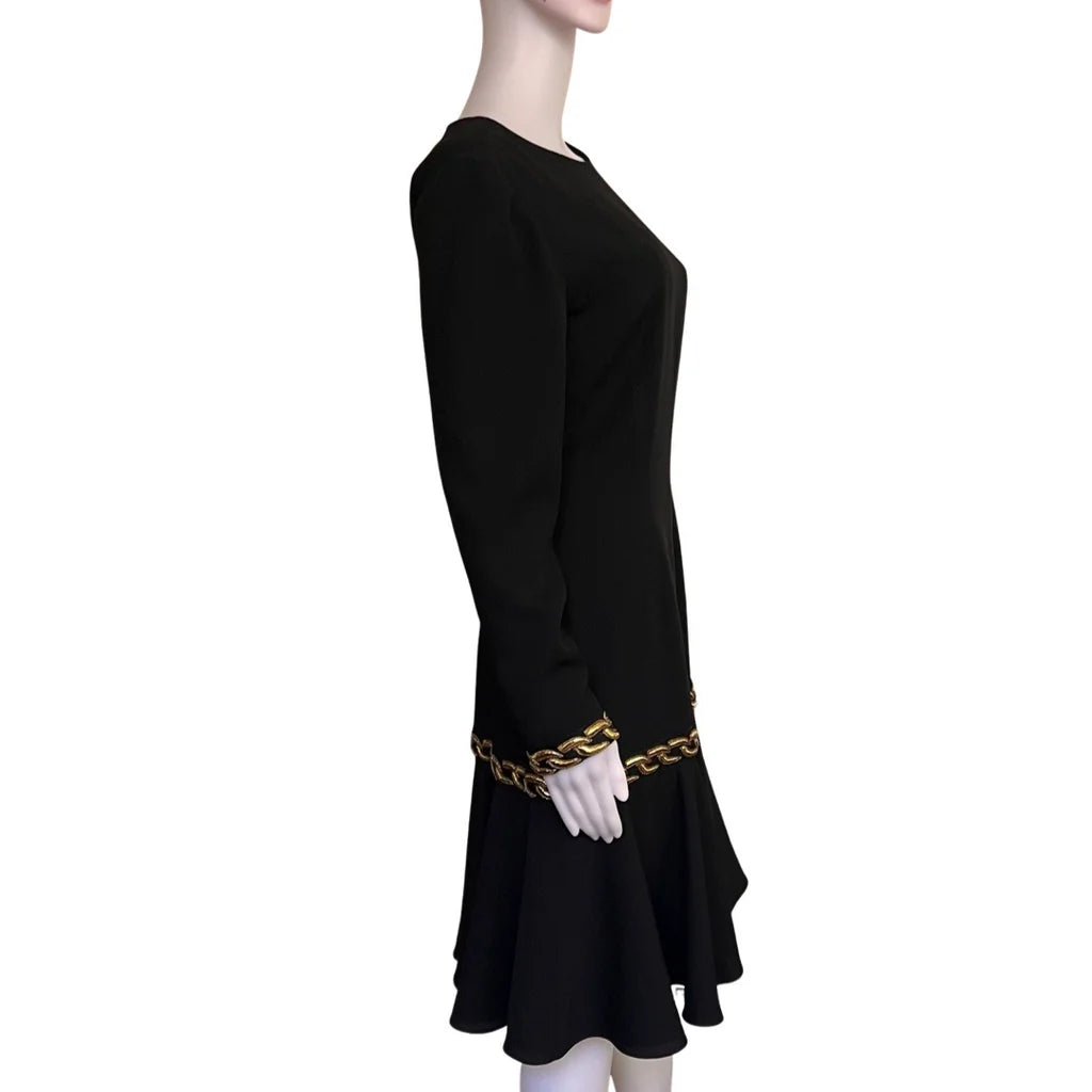 Vintage 1980s Lillie Rubin Black & Gold Dress