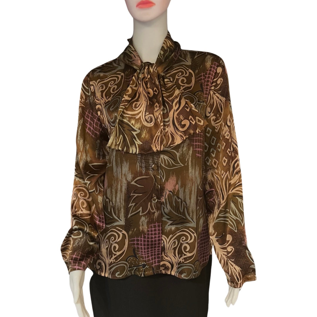Vintage 1980s Jacqueline Ferrar Silk Pussybow Blouse
