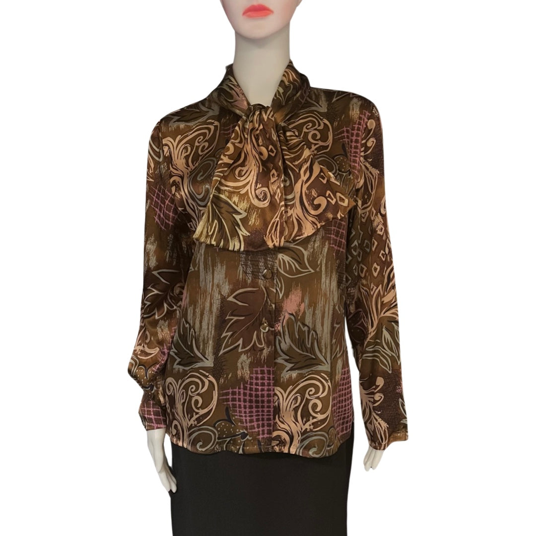 Vintage 1980s Jacqueline Ferrar Silk Pussybow Blouse