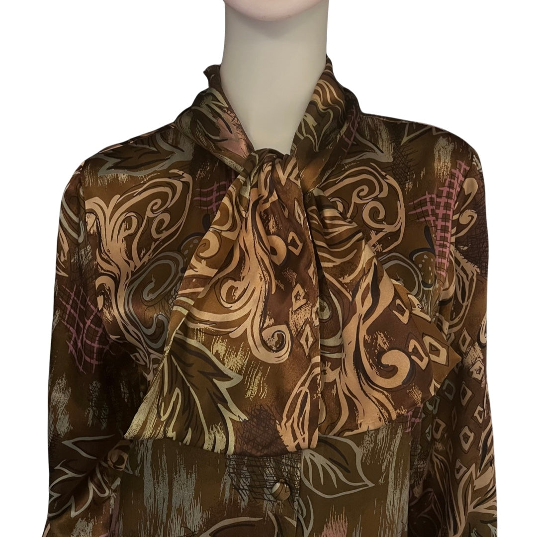 Vintage 1980s Jacqueline Ferrar Silk Pussybow Blouse