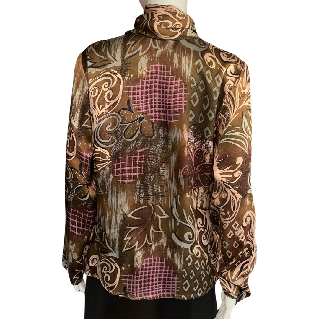 Vintage 1980s Jacqueline Ferrar Silk Pussybow Blouse