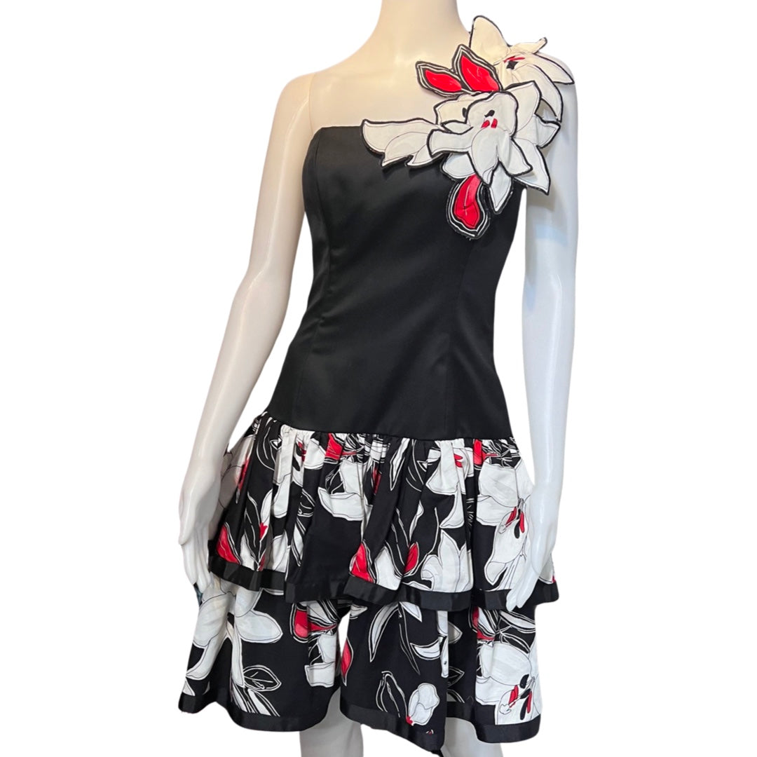 Vintage 1980s Victor Costa Peplum Dress