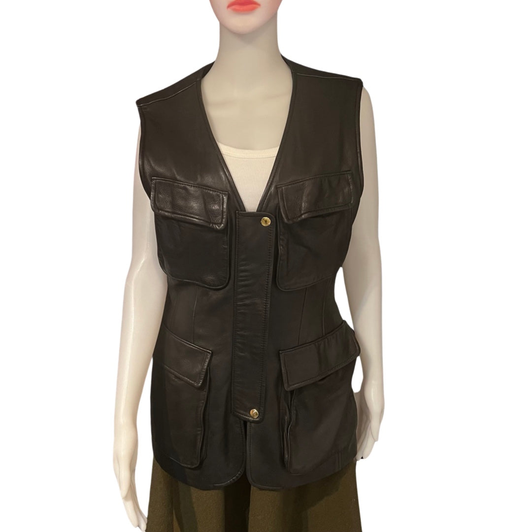 Vintage 1990s Donna Karan Leather Vest