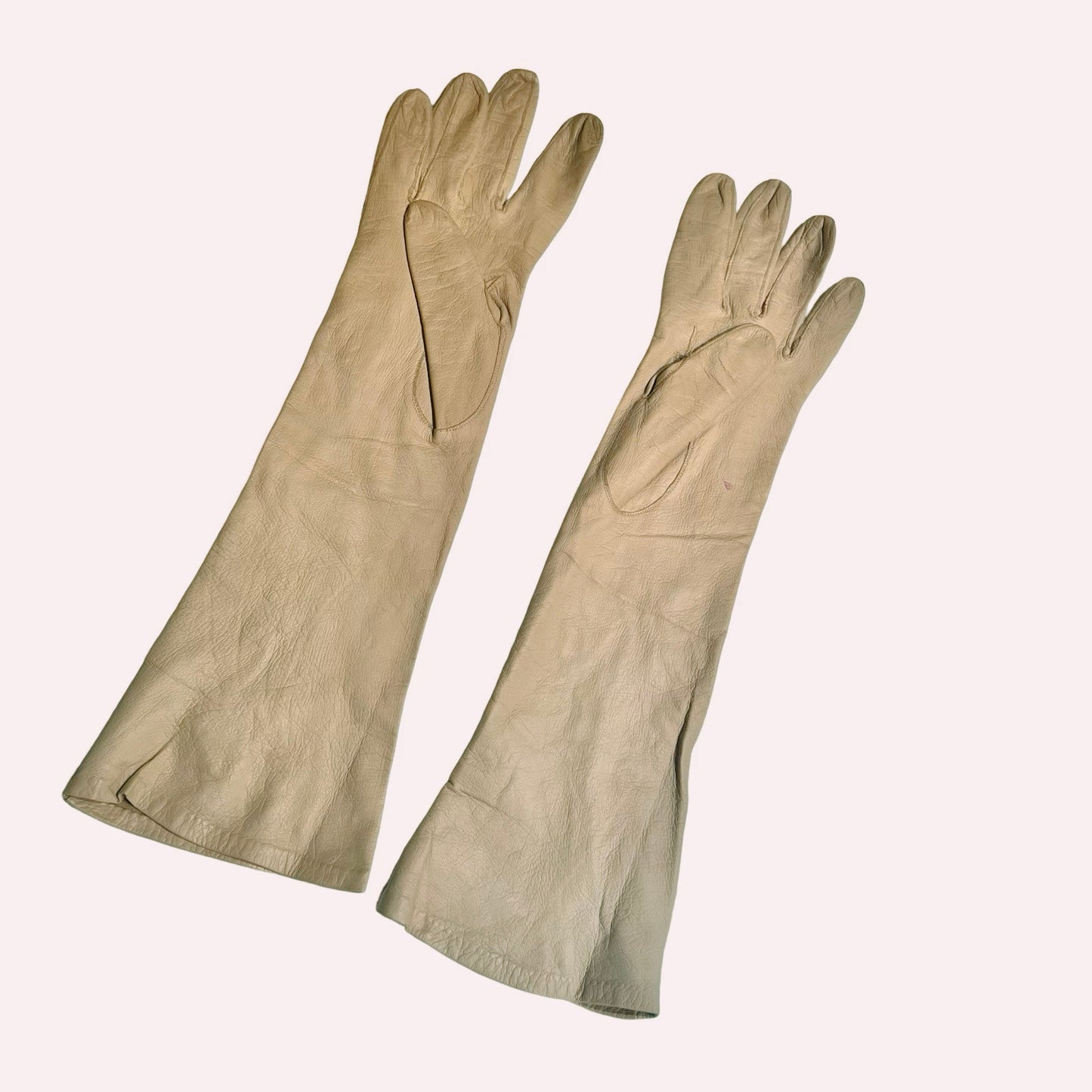 Vintage 1960s Shillito's Taupe Leather Elbow Length Gloves