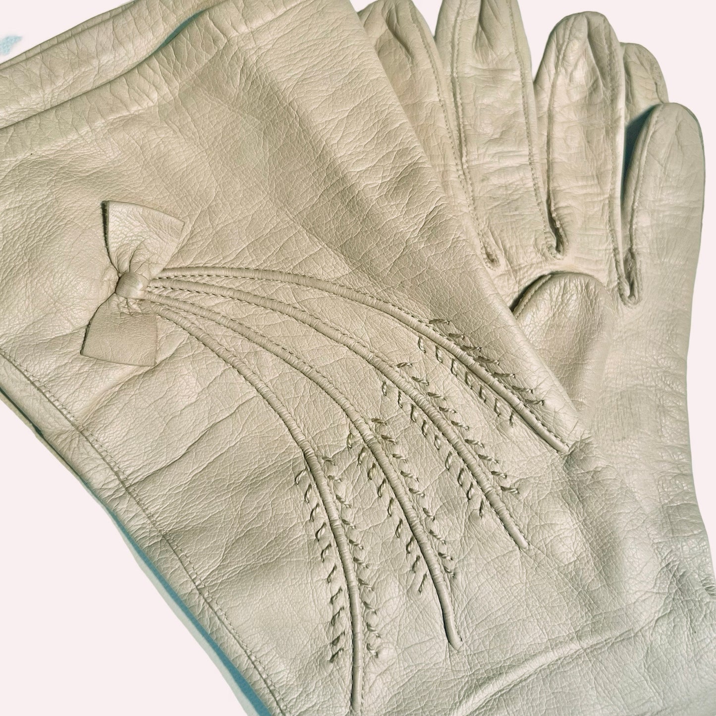 Vintage 1960s Shillito's Taupe Leather Elbow Length Gloves