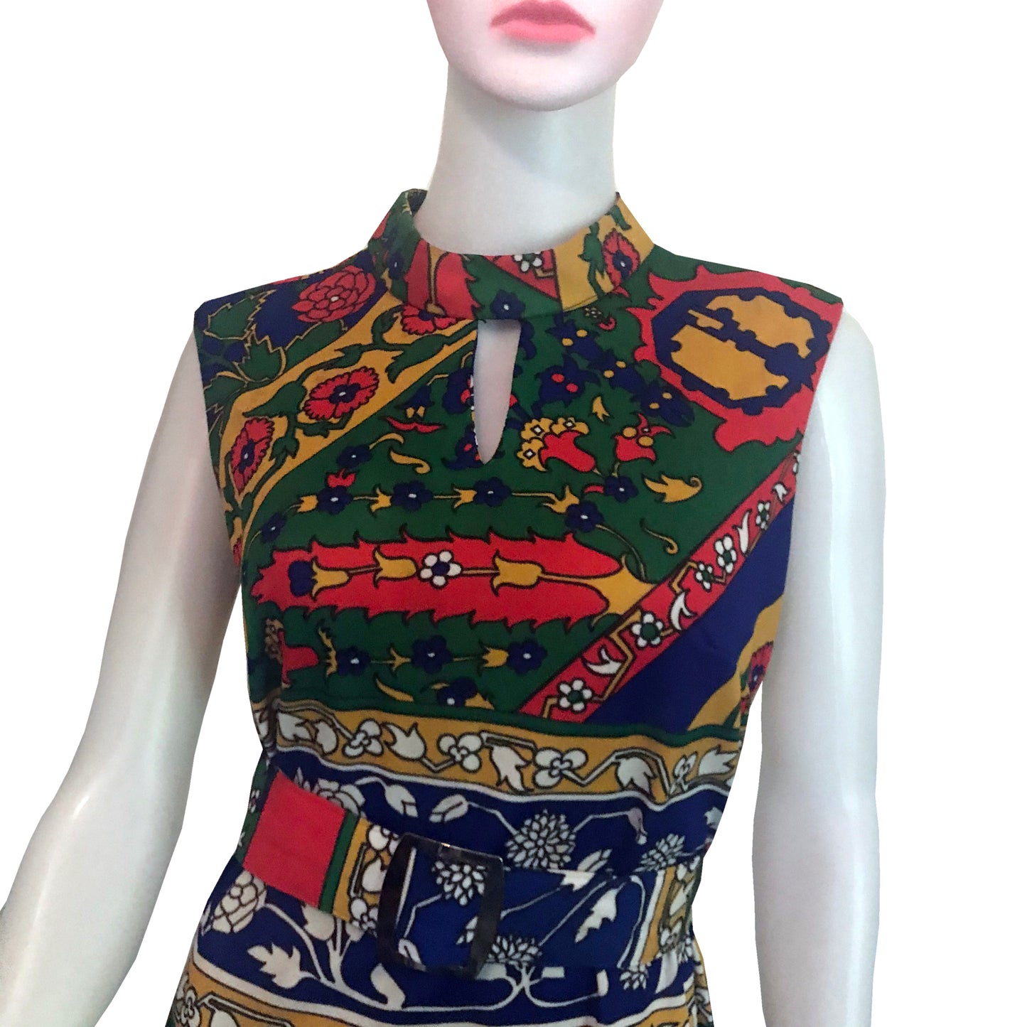 Vintage 1960s Floral Maxi Dress With Belt