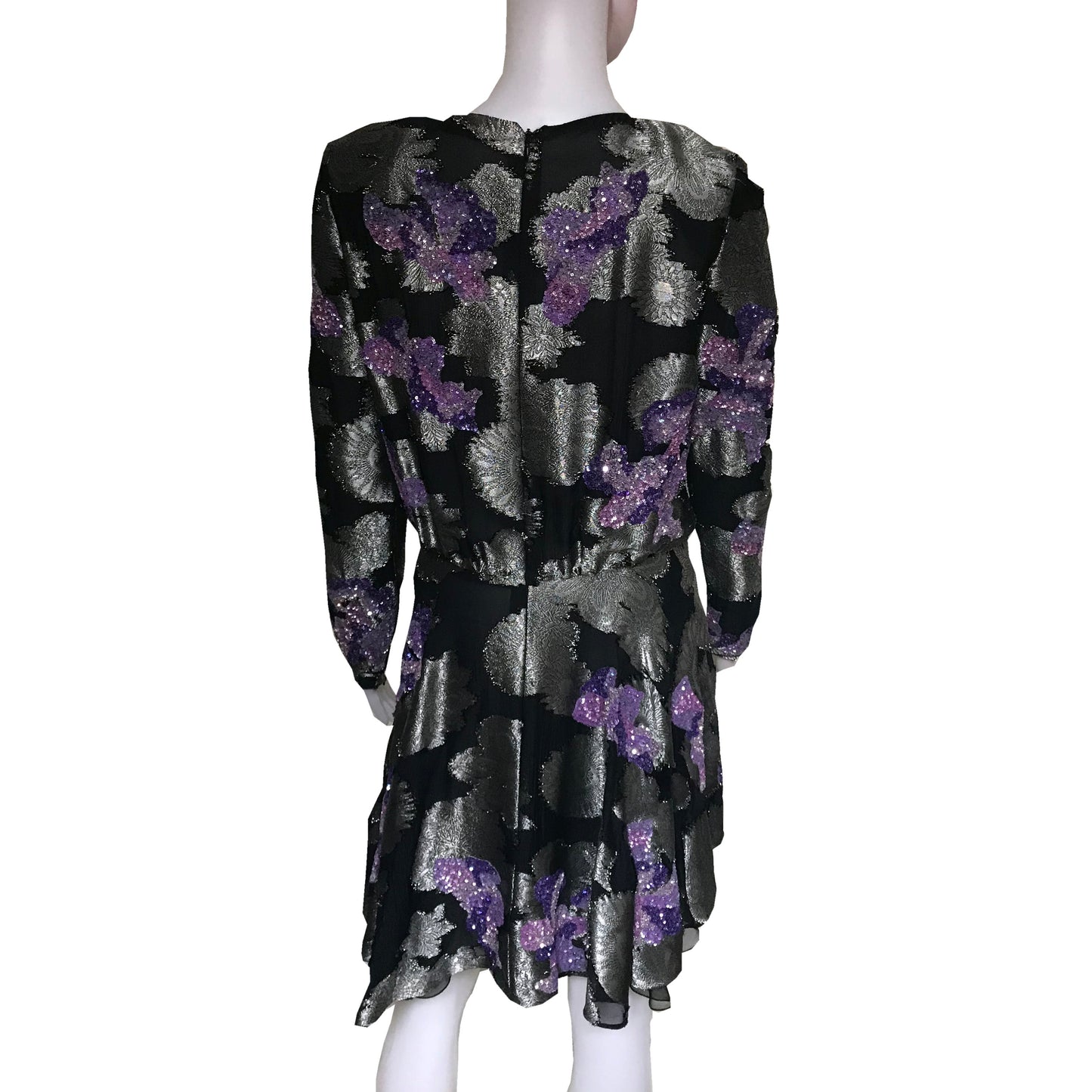 Vintage 1980s Floral Sequined Cocktail Dress