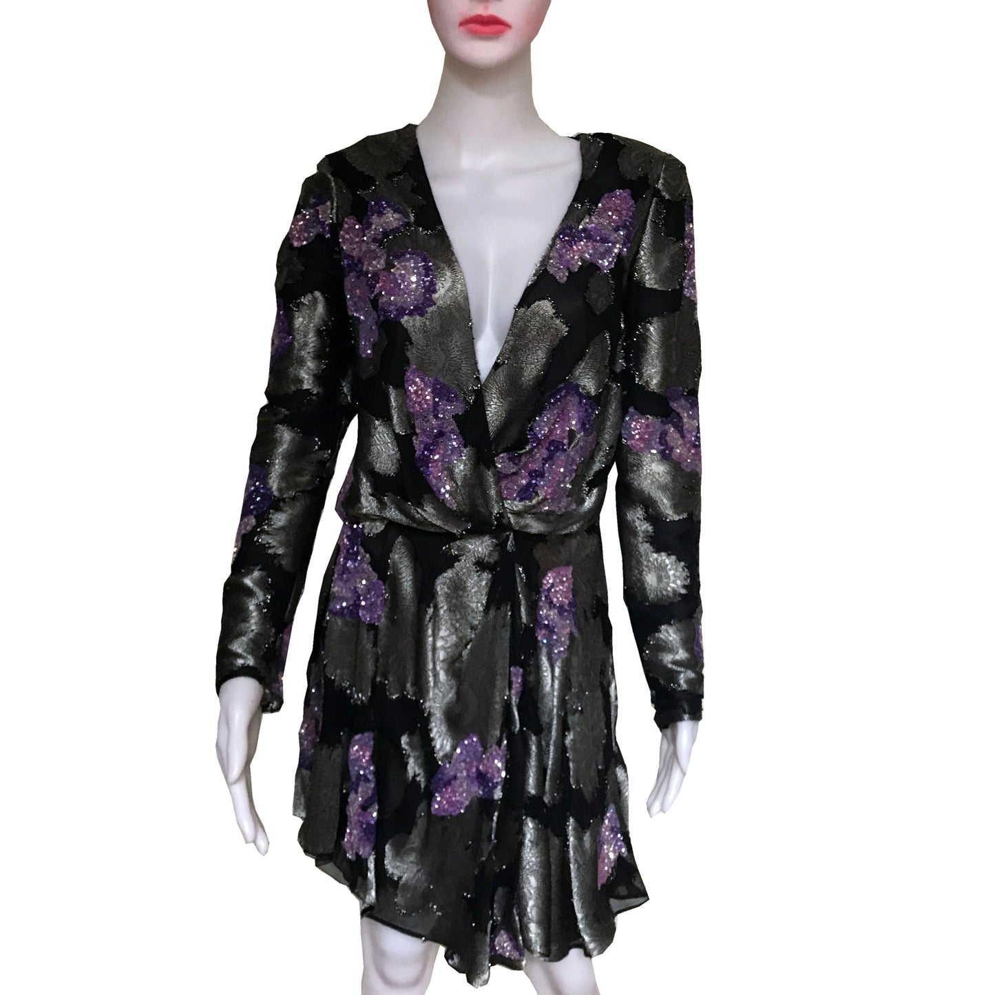 Vintage 1980s Floral Sequined Cocktail Dress
