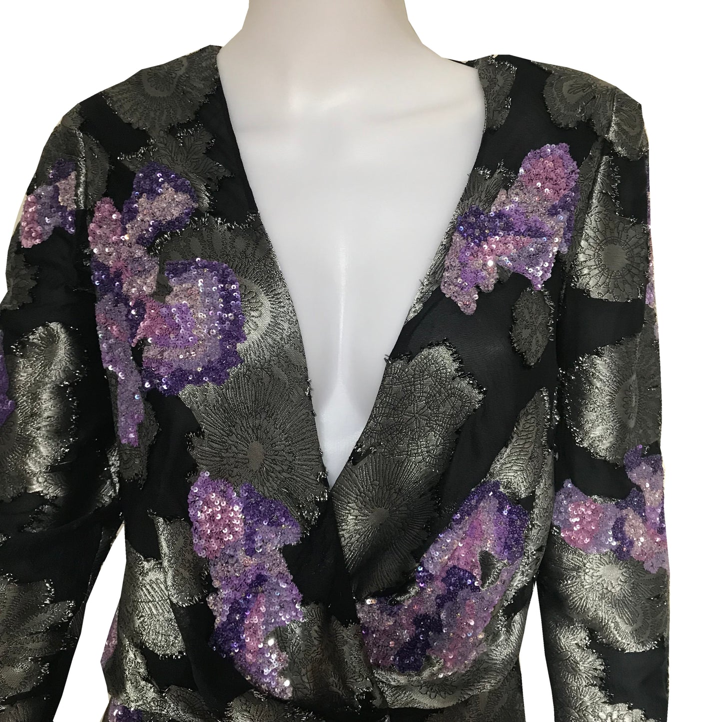 Vintage 1980s Floral Sequined Cocktail Dress