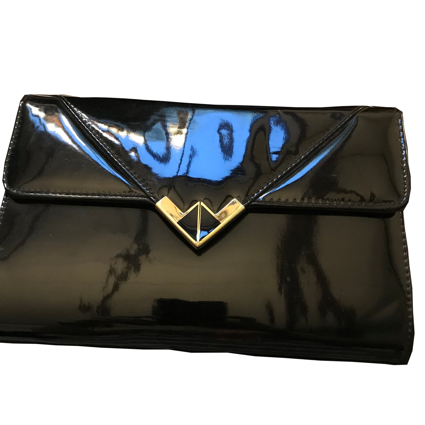 Vintage 1980s Patent Leather Crossbody Clutch Bag