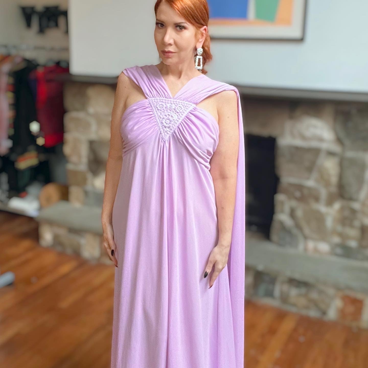 Vintage 1970s Lavender Formal Prom Gown