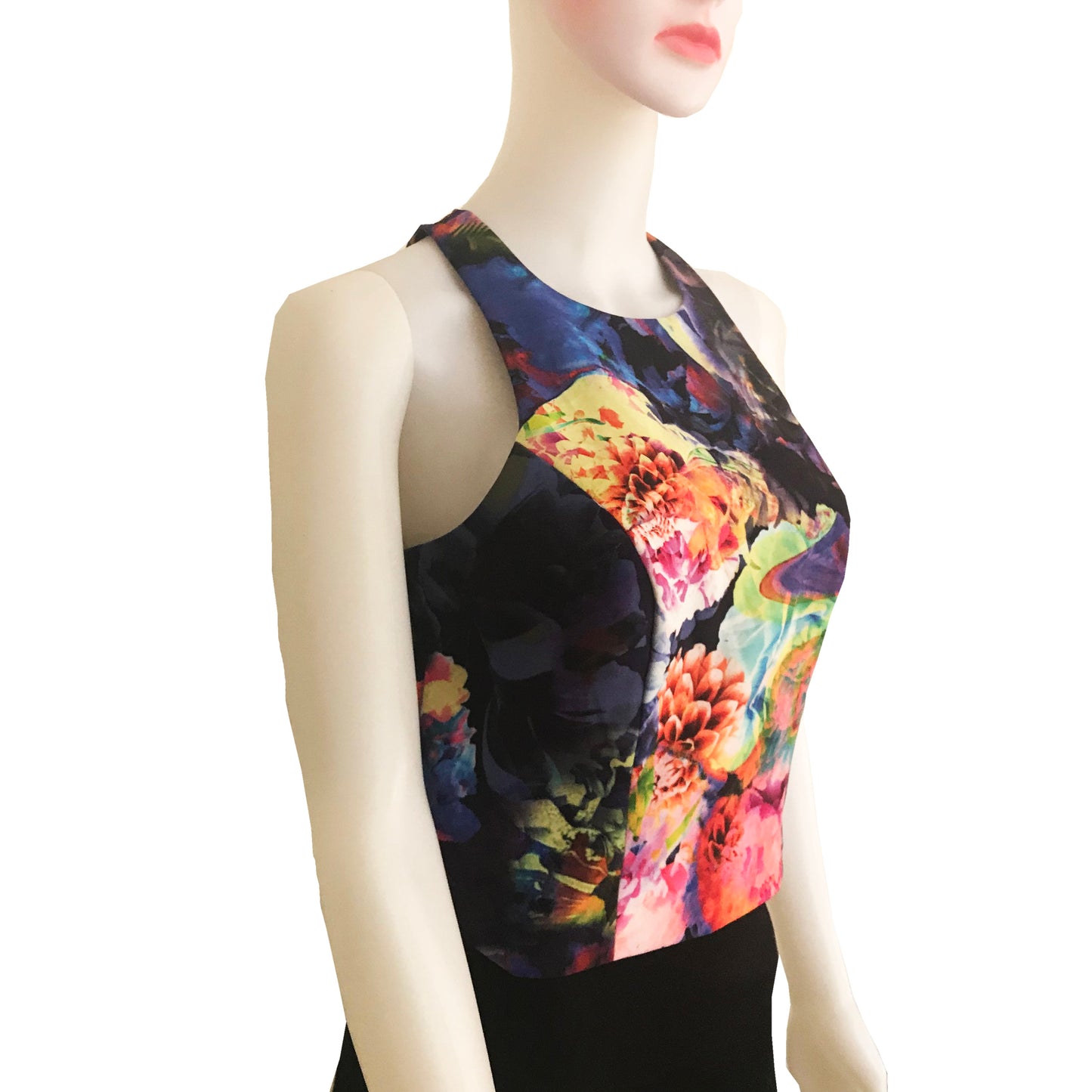 Vintage 1990s Sleeveless Floral Crop Top