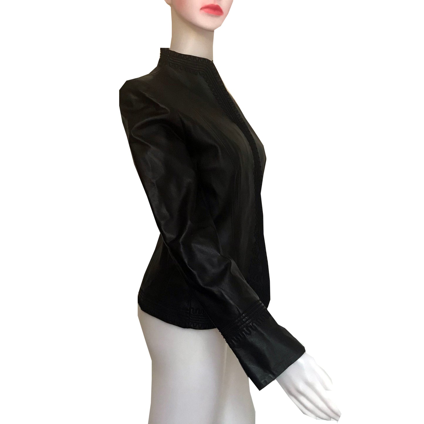 Vintage 1990s Anne Klein Embroidered Leather Jacket