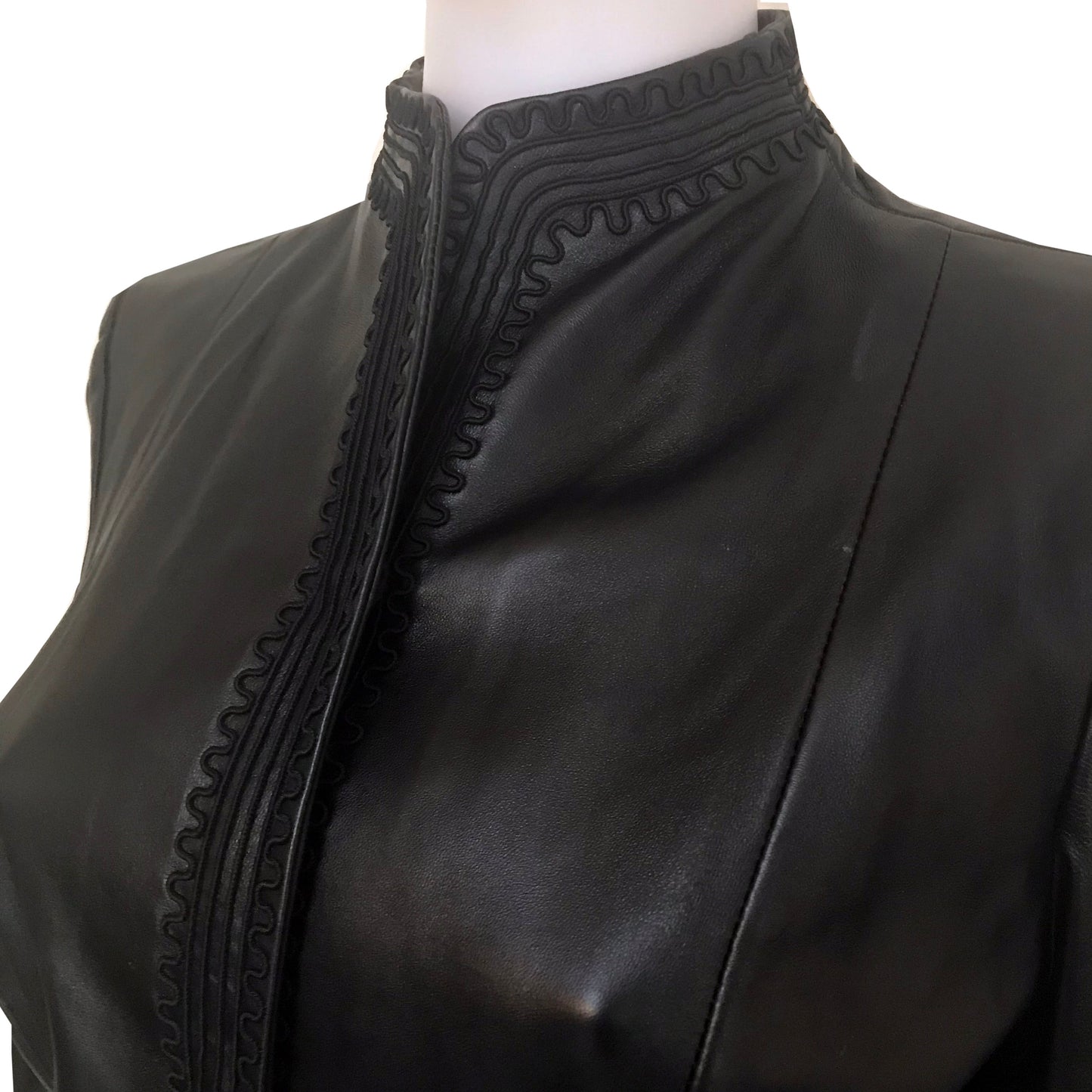 Vintage 1990s Anne Klein Embroidered Leather Jacket