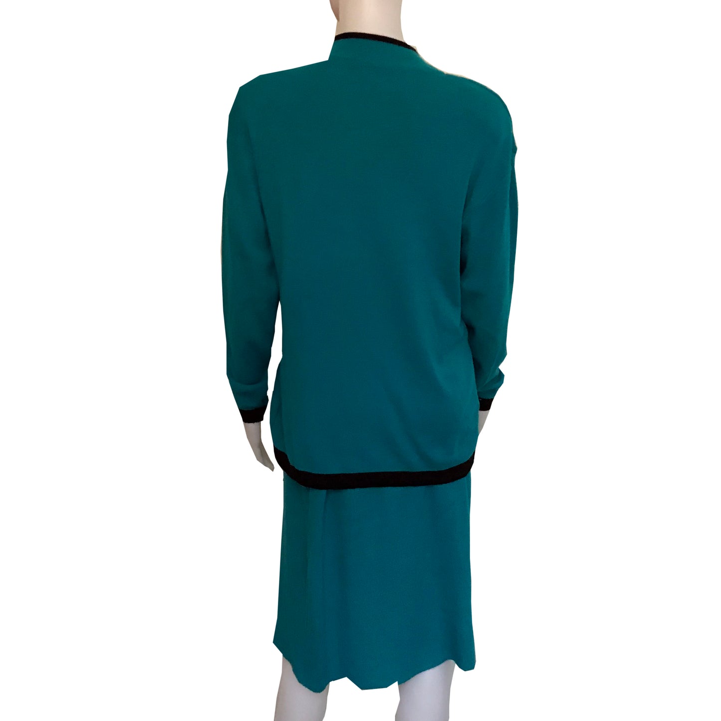 Vintage 1980s Adolfo Knits Embroidered Sweater & Skirt Set