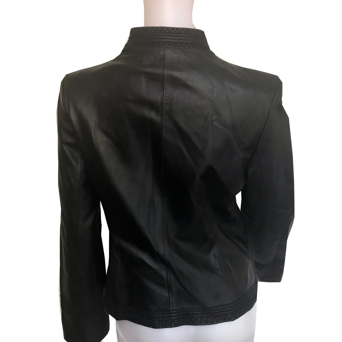 Vintage 1990s Anne Klein Embroidered Leather Jacket