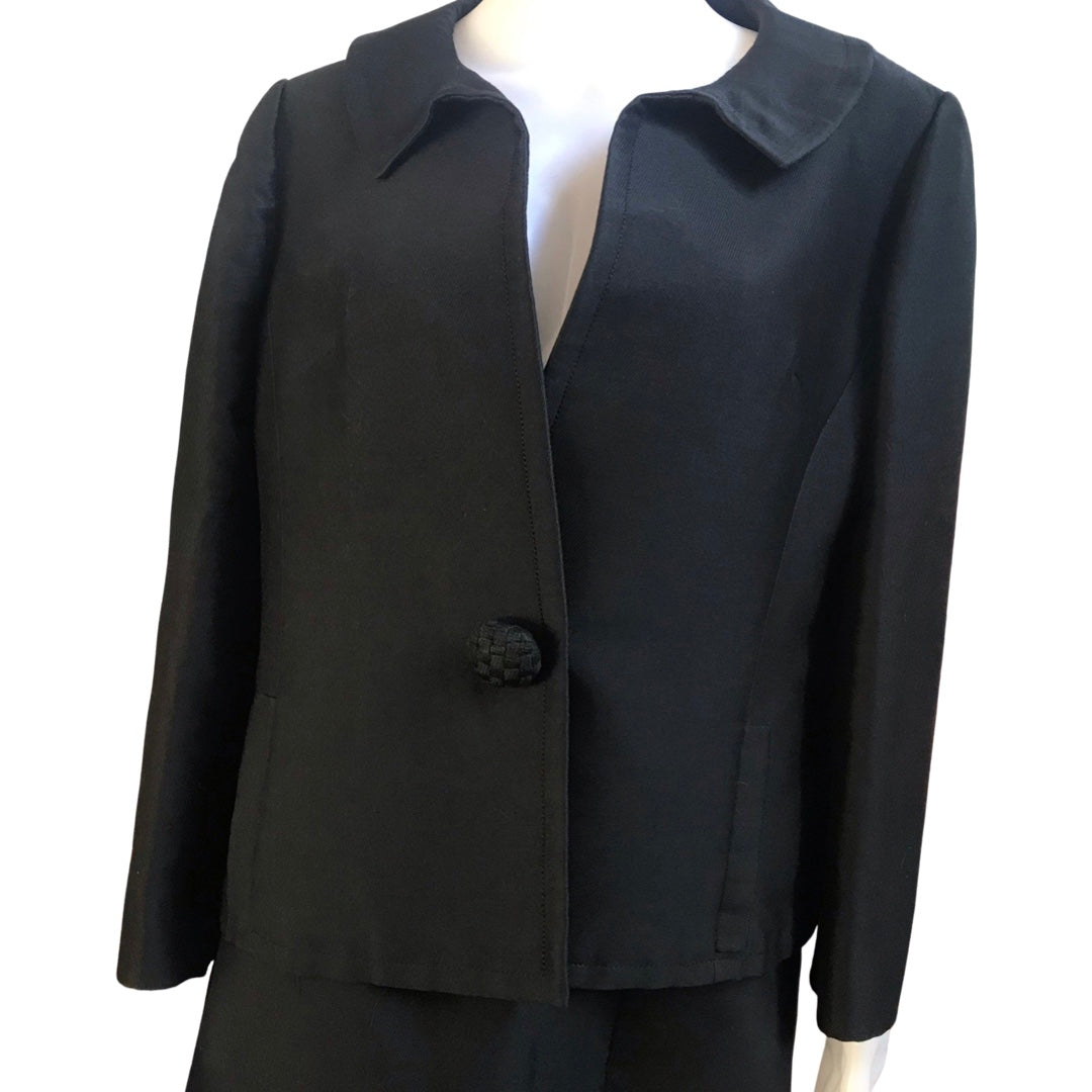 Vintage 1960s Seymour Fox Black Skirt Suit