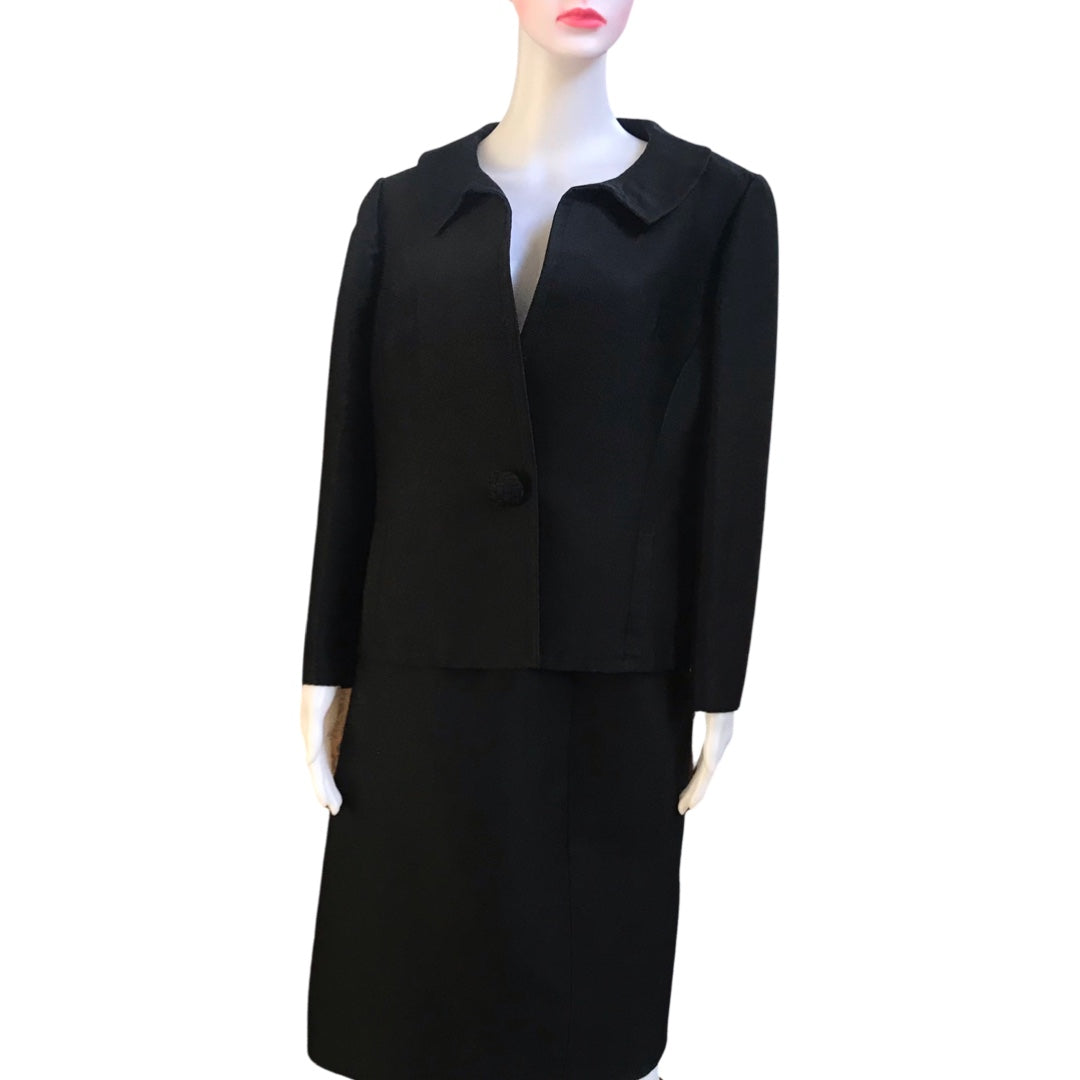 Vintage 1960s Seymour Fox Black Skirt Suit