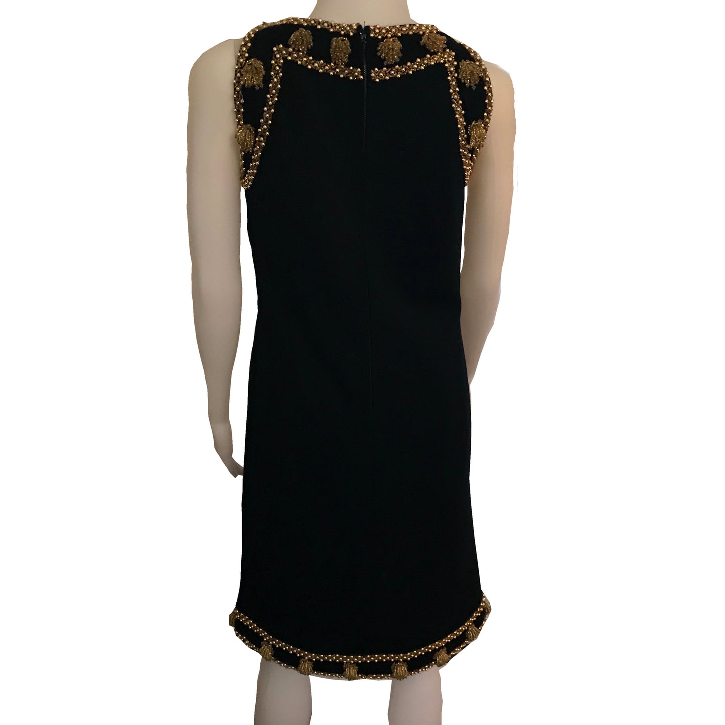 Vintage 1960s BANFF Black Wool Beaded Dress