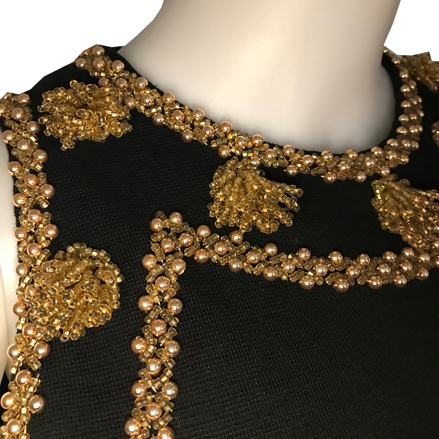 Vintage 1960s BANFF Black Wool Beaded Dress