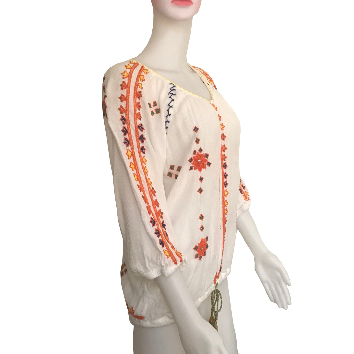 Vintage 1960s Boho Hippie Embroidered Blouse
