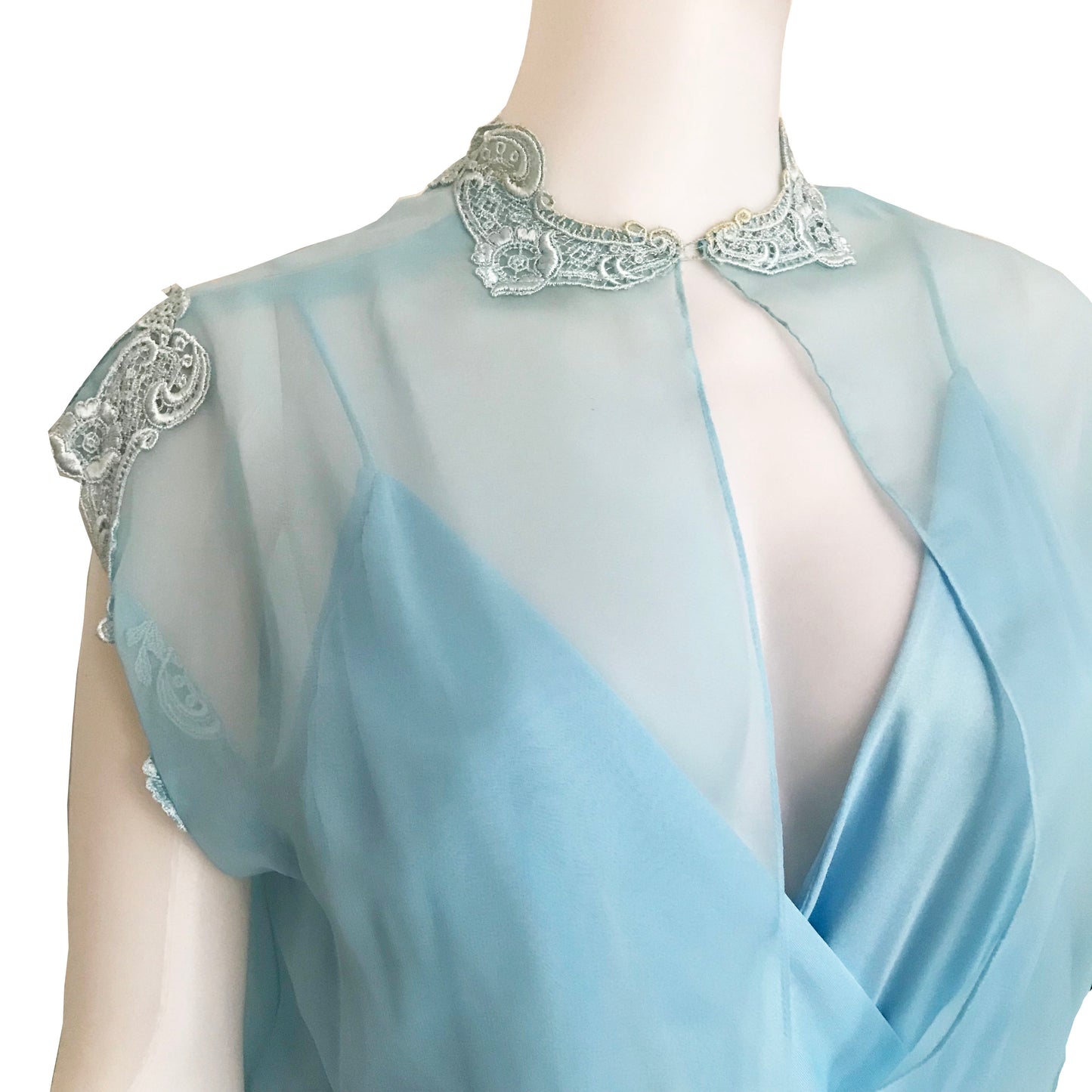 Vintage 1970s Baby Blue Formal Prom Gown