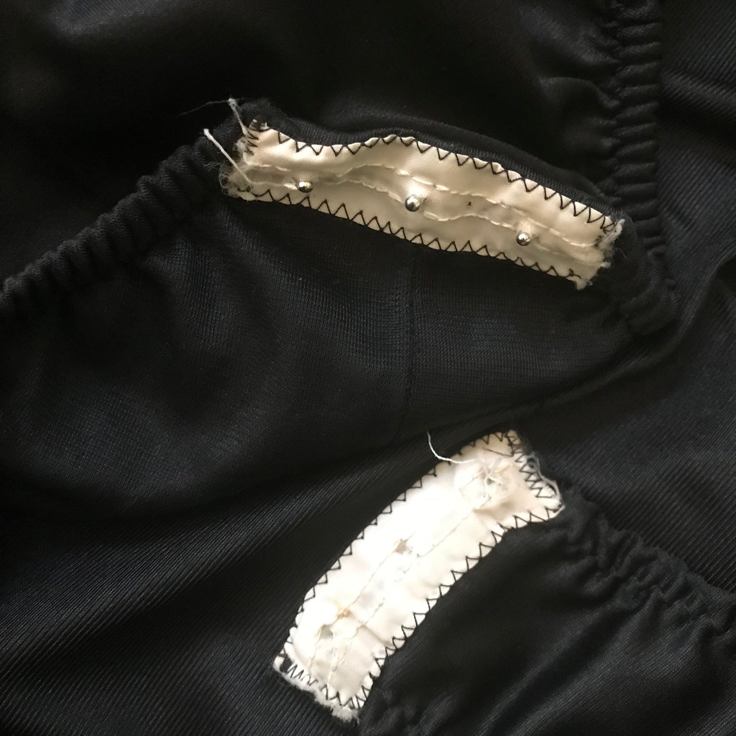 Vintage 1970s Black Satin Ruffled Bodysuit