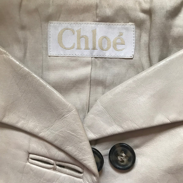 Vintage 1990s Chloe Cream Cropped Leather Jacket