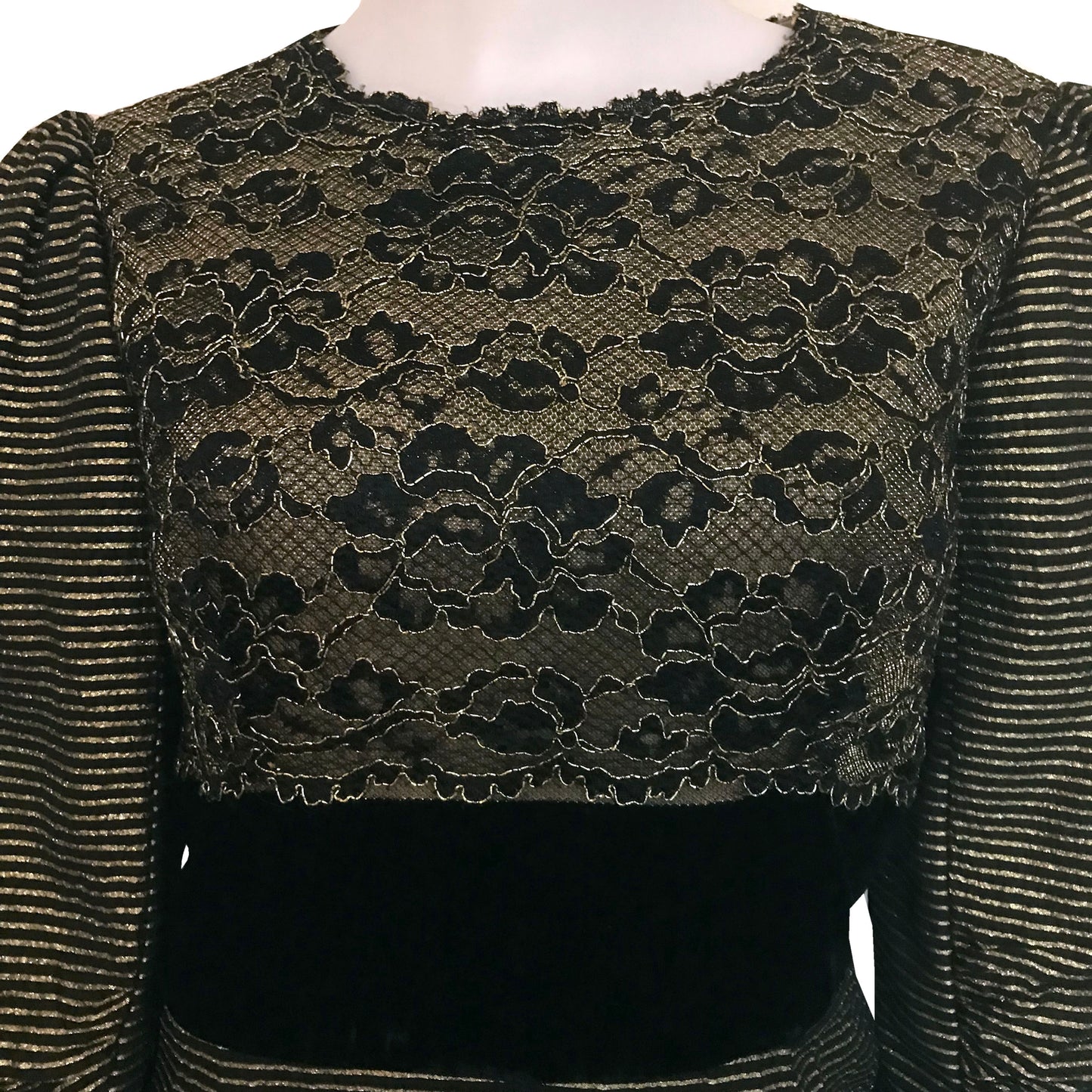 Vintage 1980s Victor Costa Metallic Lace Dress