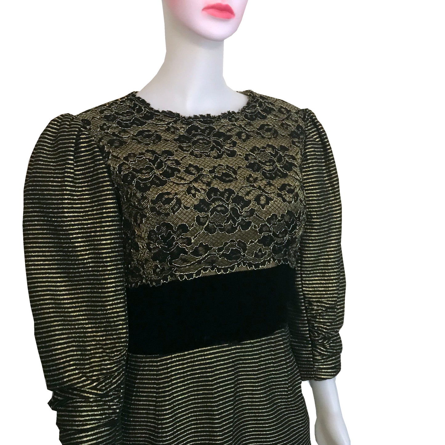 Vintage 1980s Victor Costa Metallic Lace Dress