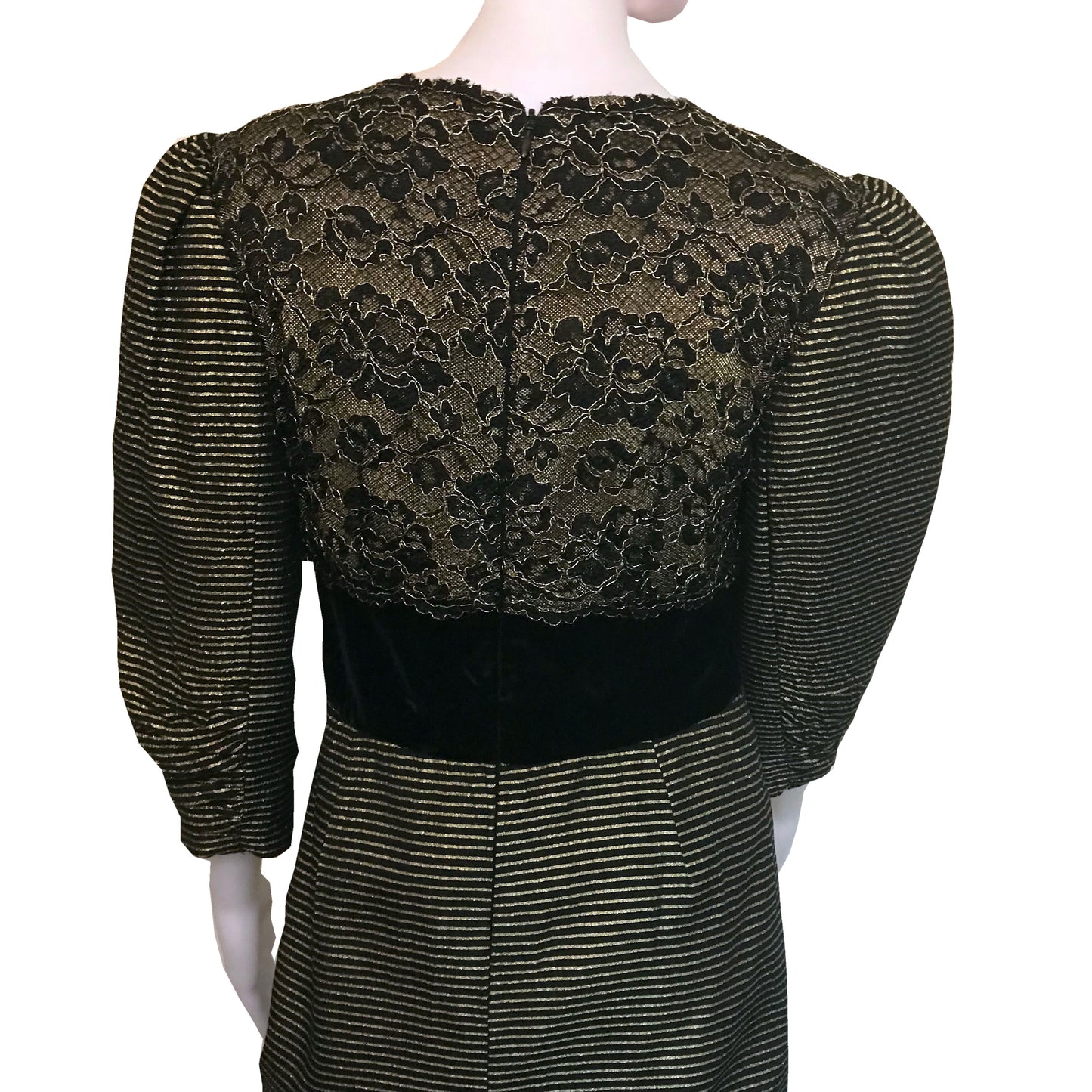 Vintage 1980s Victor Costa Metallic Lace Dress