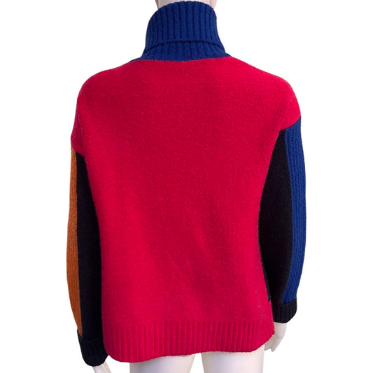 Vintage 1980s Esprit Color-Block Turtleneck Sweater