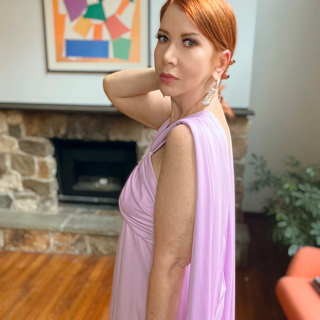 Vintage 1970s Lavender Formal Prom Gown