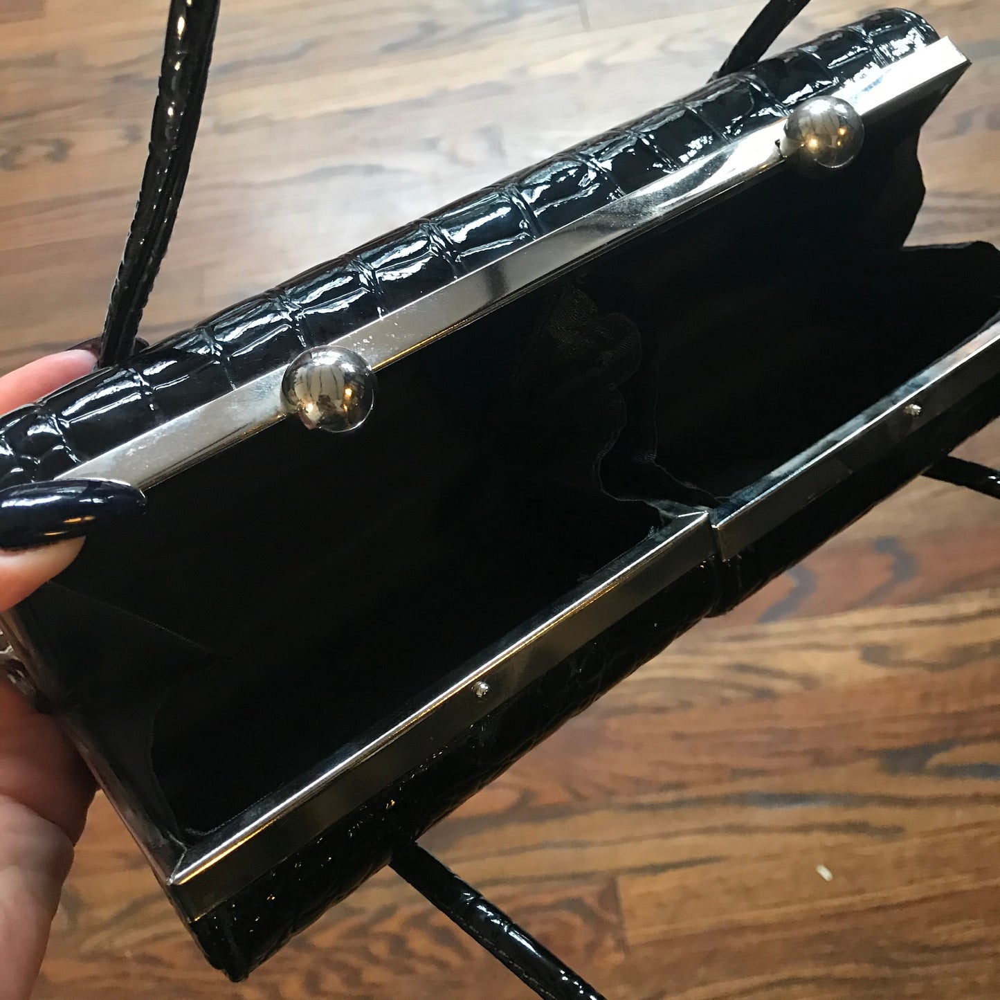 Vintage 1950s Crocodile Duo Compartment Bag