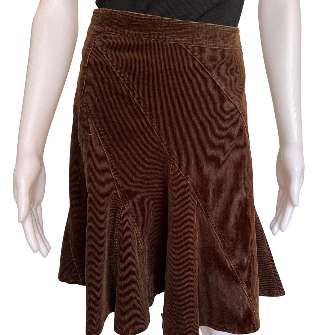 Vintage Y2K City DKNY Brown Pleated Corduroy Skirt